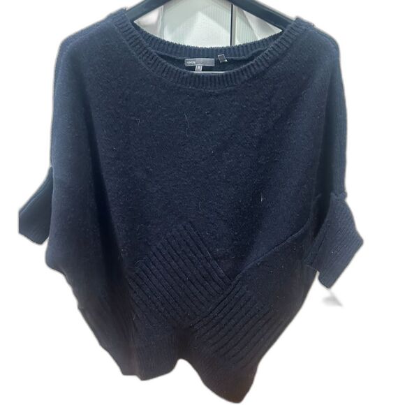 Vince Twist Front Ribbed Cashmere Sweater Navy Small - Picture 1 of 7